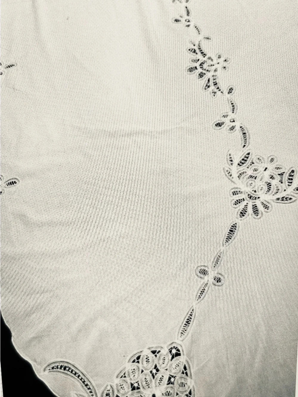 WHITE COTTON BATTENBURG TABLECLOTH 120